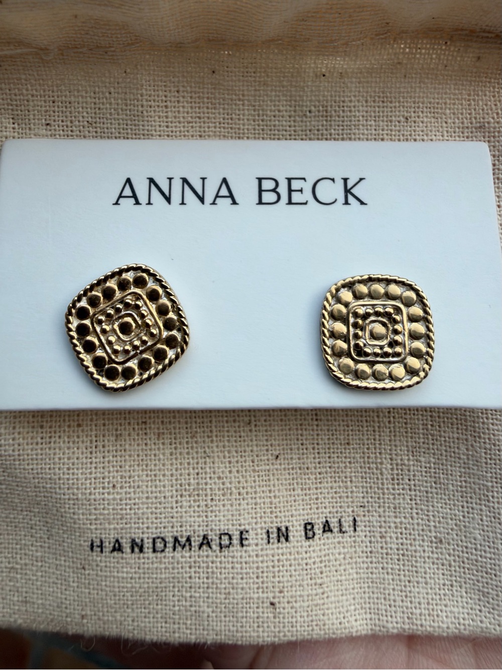 Anna Beck Gold Beaded Square Stud Earrings